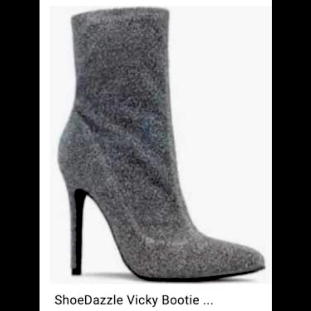 Silver Sparkle Vicky pointed toe half calf bootie